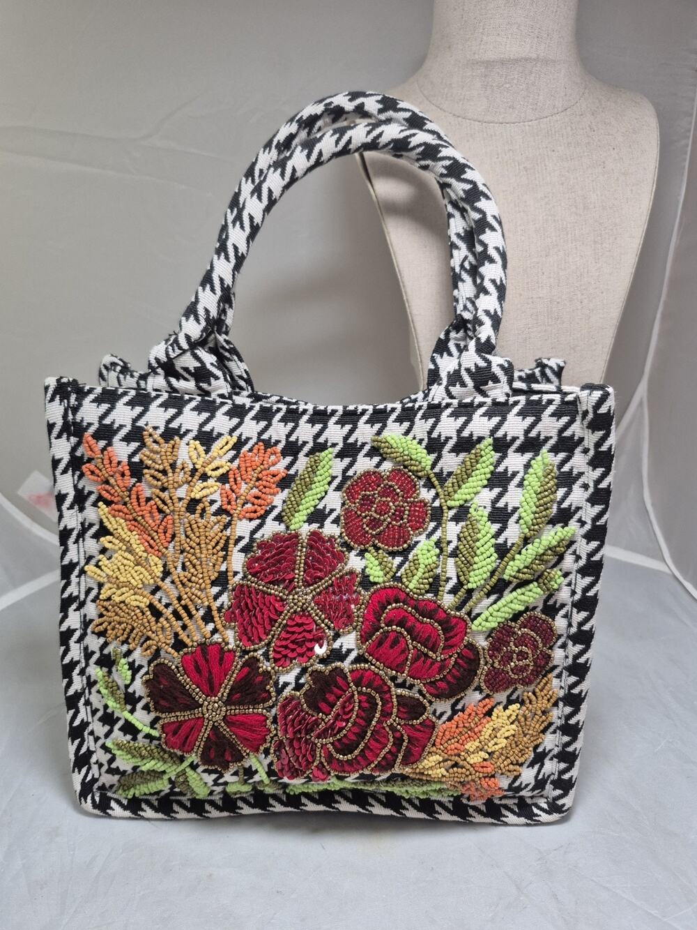 💥 America And Beyond Beaded Embellished Tote Bag w/Crossbody Strap